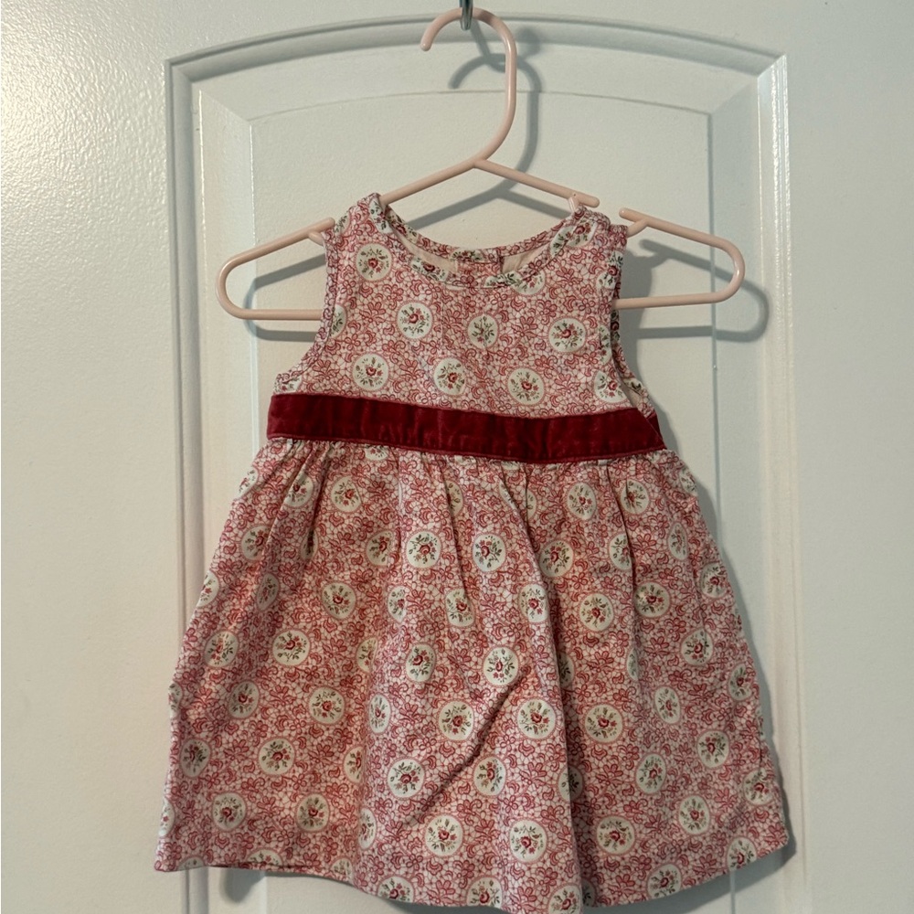 Janie and Jack Pink Floral Dress with Red Waistband